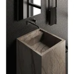 Умивальник окремо стоячий Luxestone 50x50x85 см з керамограніту, зі щілинним зливом та зйомною ревізією (Stonesink_model_3_1) - Фото 3